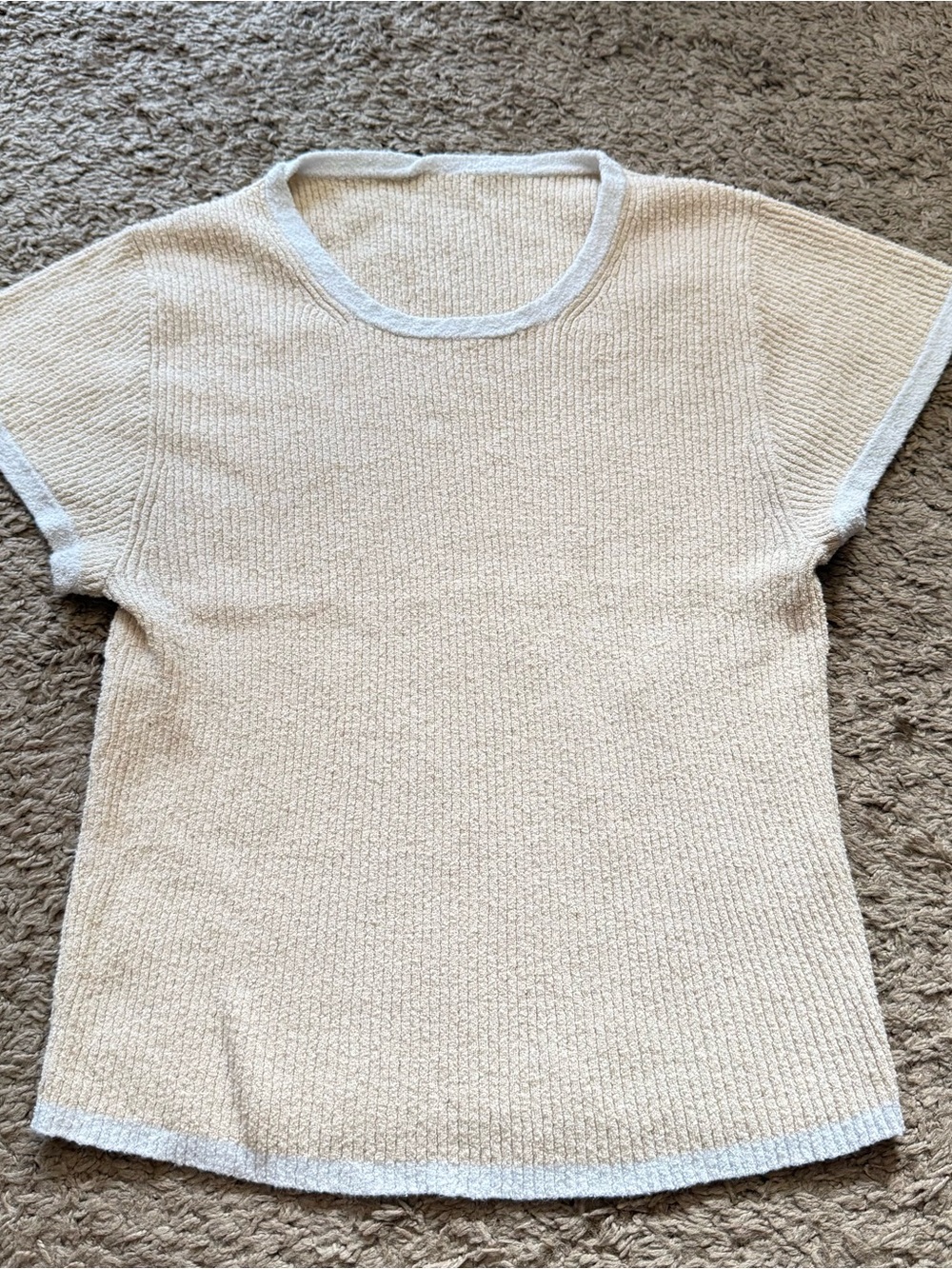 90’s JCrew Womens Small Tee Yellow and White Sustainabke Fabric